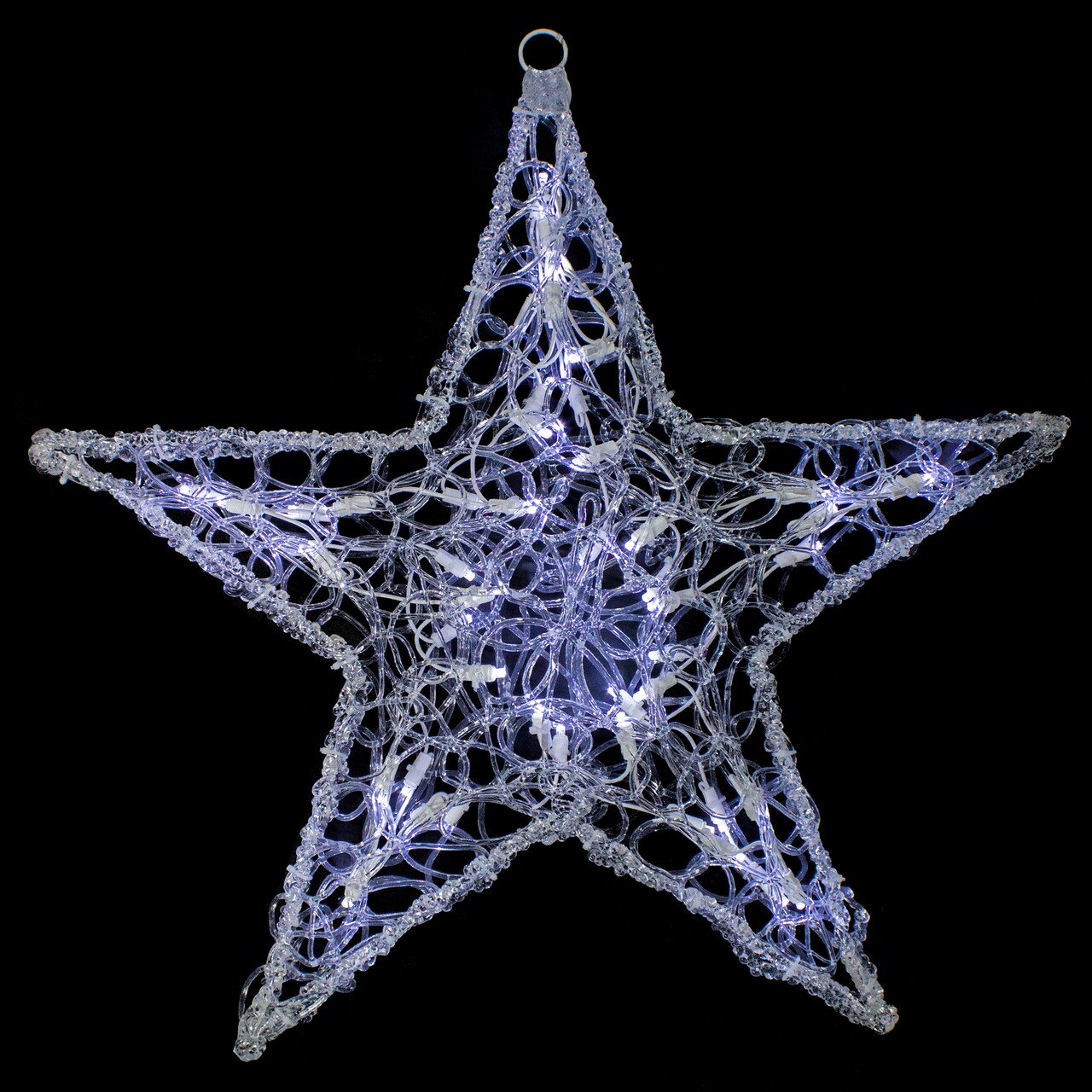 Hofert LED Lighted Twinkling Spun Star Hanging Christmas Decoration - 24" - Pure White